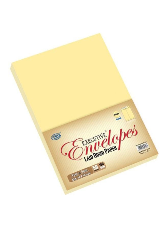 FIS Pack Of 50 Executive Laid Paper Peel And Seal Envelope Cream - Image 2
