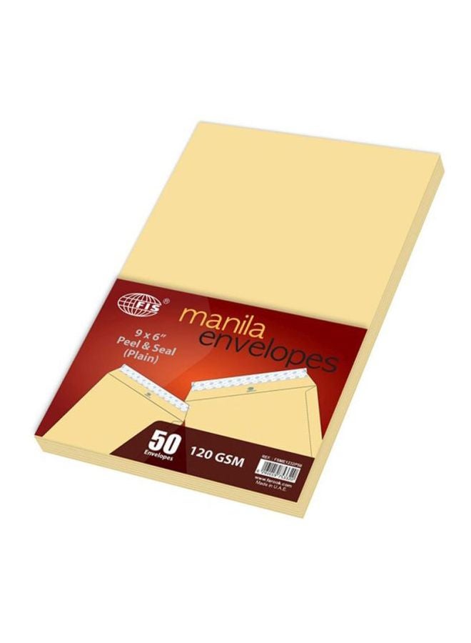 إف اي أس  مجموعة أظرف مانيلا بتقنية الفتح واللصق من 50 قطعة كريمي - Image 2