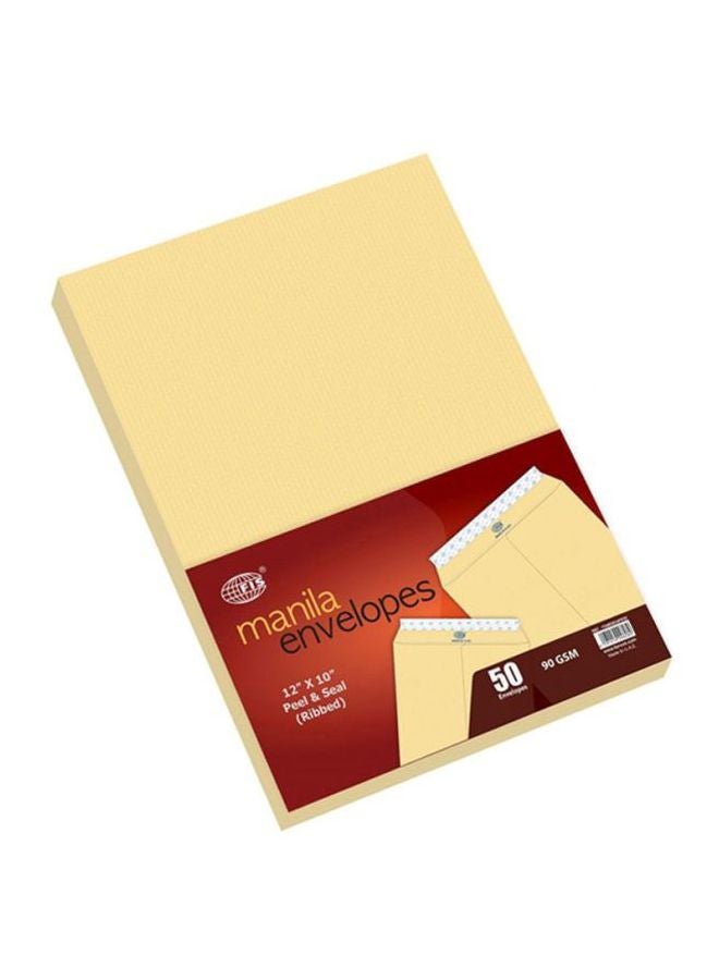 FIS - 50-Piece Peel And Seal Manila Envelope Set Brown - Image 1