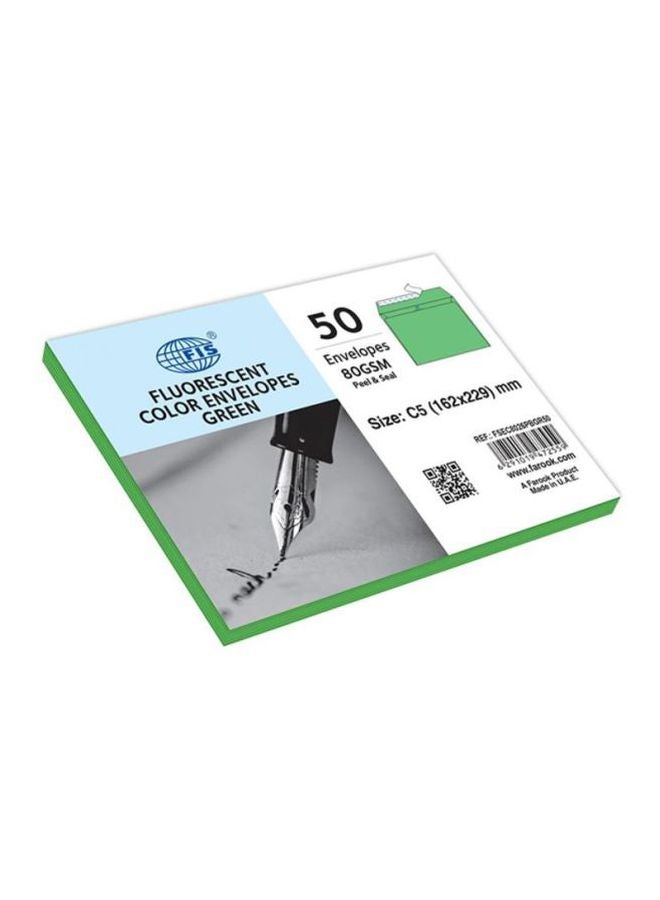 إف اي أس  مجموعة أظرف ذاتية اللصق من 50 قطعة أخضر - Image 2