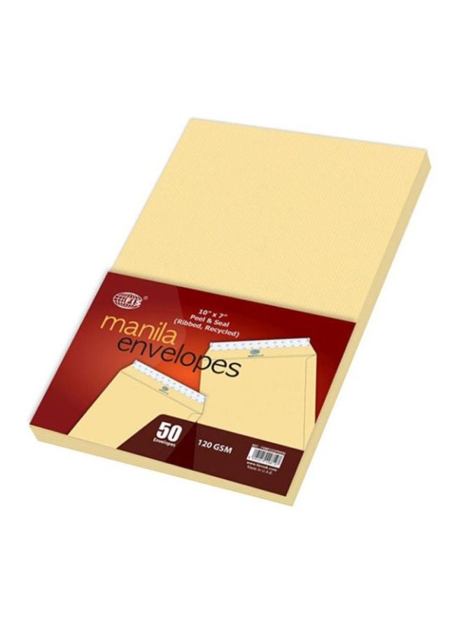 إف اي أس  مجموعة أظرف مانيلا بتقنية الفتح واللصق من 50 قطعة بني - Image 2