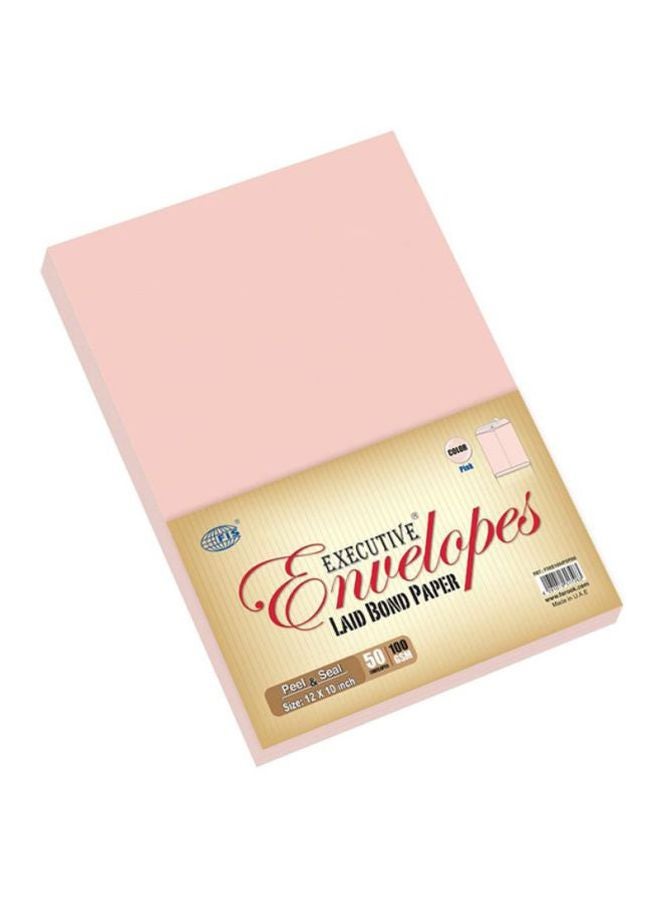 إف اي أس  مجموعة أظرف لاصقة مصنوعة من الورق المدموغ مكونة من 50 قطعة وردي - Image 2