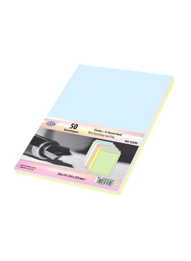 FIS 50-Piece Colour Envelopes Pink/Green/Yellow - Image 2