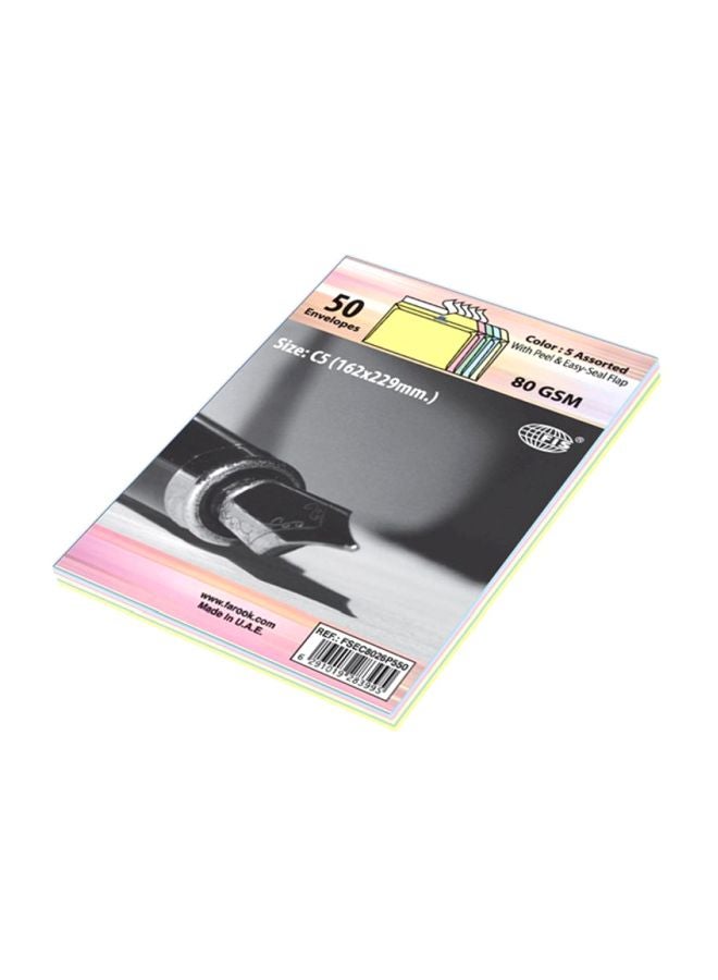 FIS 50-Piece Colour Envelope Set Pink/Green/Yellow - Image 2