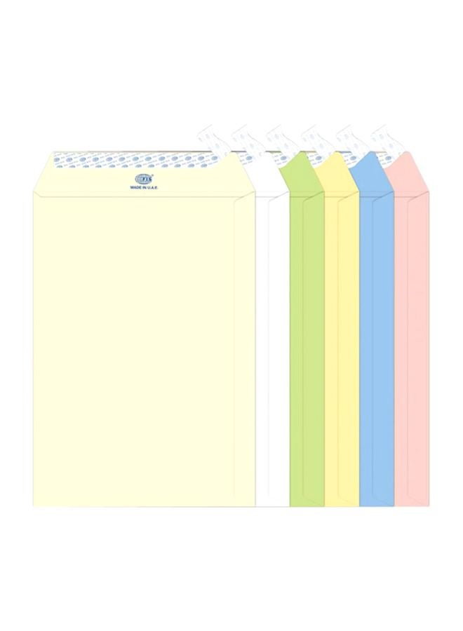FIS 25-Piece Executive Laid Paper Envelopes Yellow/Pink/Blue - Image 1