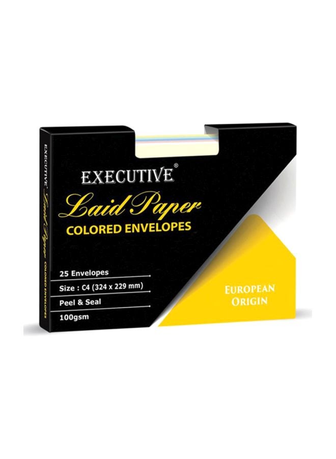 FIS 25-Piece Executive Laid Paper Envelopes Yellow/Pink/Blue - Image 2