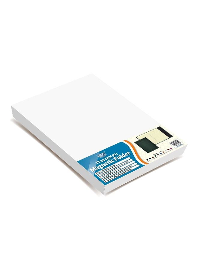 FIS A4 Italian Magnetic Folder With Writing Pad Green/Beige - Image 3