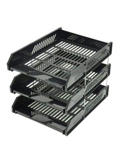 3-Piece A4 Plastic File Trays Set Black