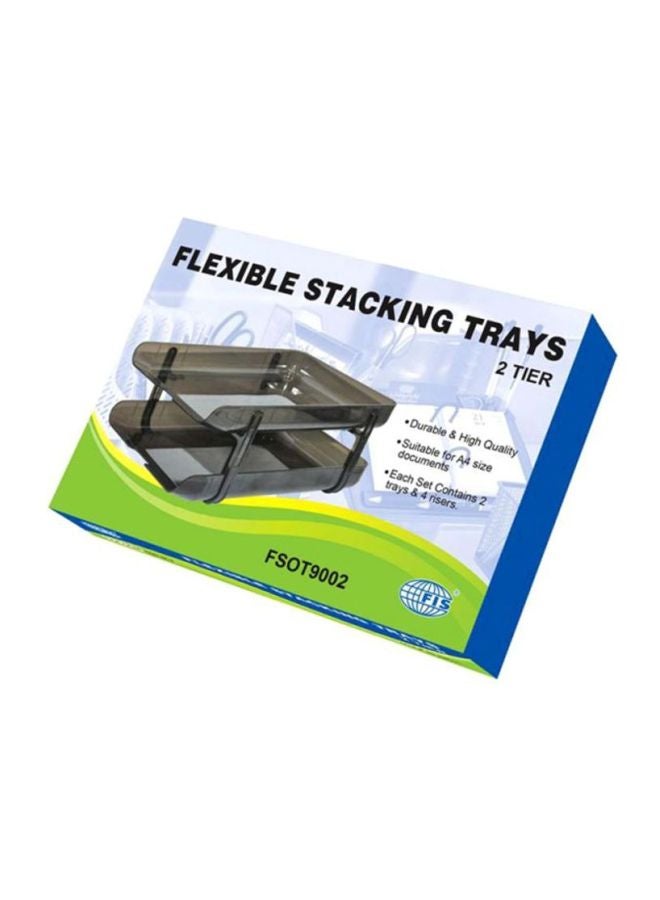 إف اي أس  درج تكديس مرن بطبقتين بني دخاني/ رمادي - Image 2