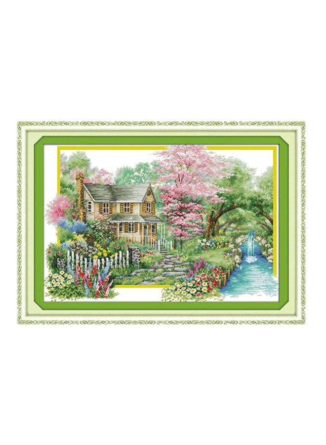 Decdeal - DIY Needlework Embroidery Kit Pink/Green/Brown - Image 1