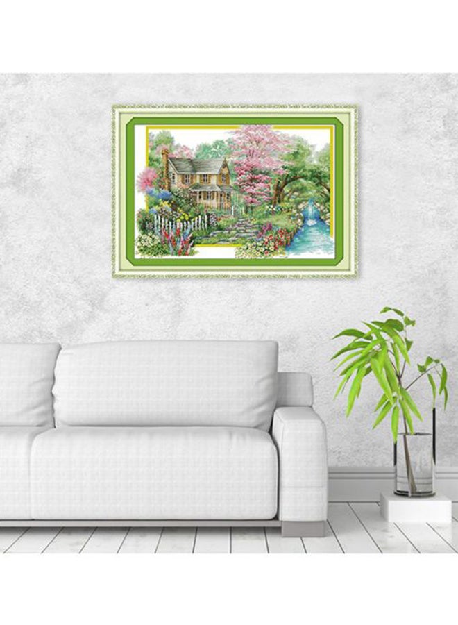Decdeal - DIY Needlework Embroidery Kit Pink/Green/Brown - Image 1