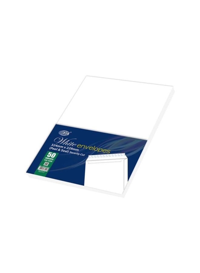 FIS 50-Piece Peel And Seal Envelope Set White/Blue - Image 2