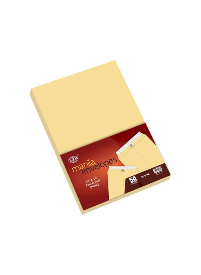 FIS 50-Piece Peel And Seal Manila Envelope Set Beige - Image 2