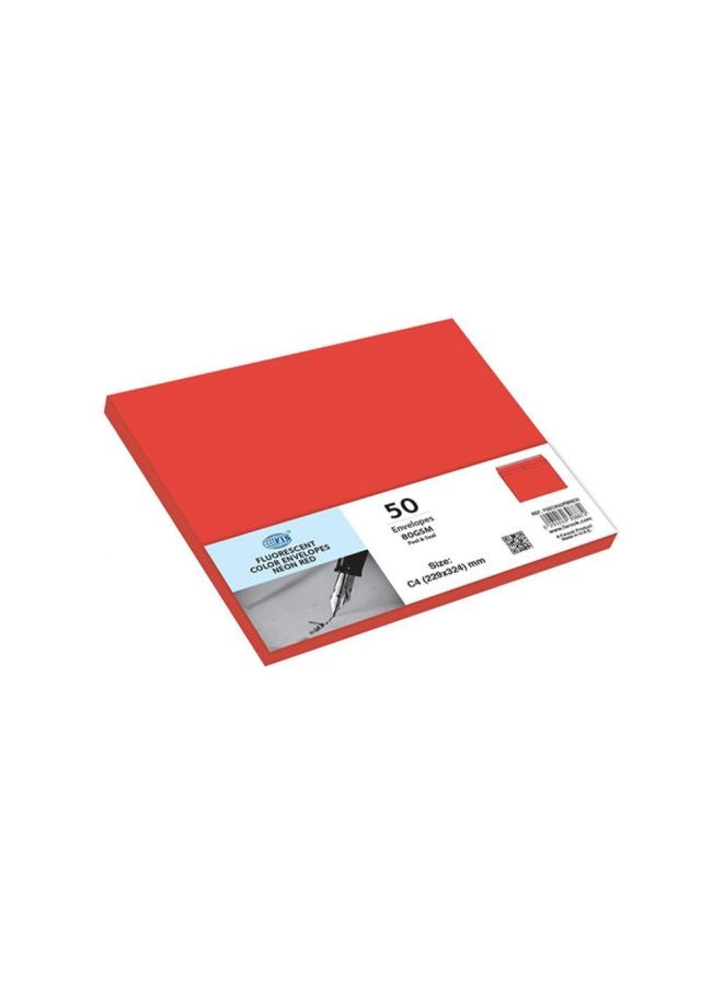 FIS Pack Of 50 Laid Paper Peel And Seal Envelope Red/Blue - Image 2