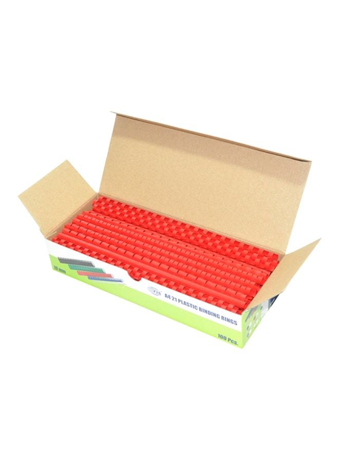 FIS 100-Piece A4 Plastic Binding Rings Red - Image 1