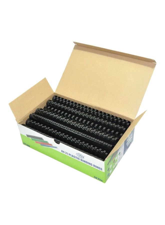 FIS - 50-Piece Plastic Binding Rings Black - Image 1