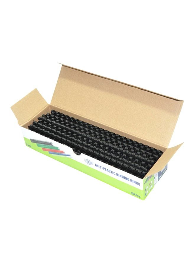 FIS 100-Piece A4 Plastic Binding Rings Black  - Image 1