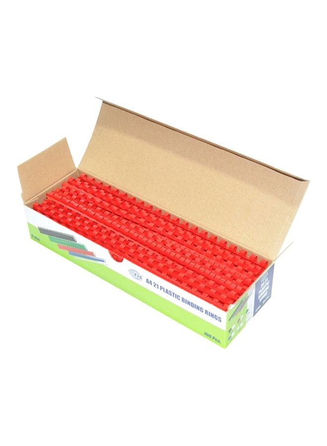 FIS 100-Piece A4 Plastic Binding Rings Red  - Image 1