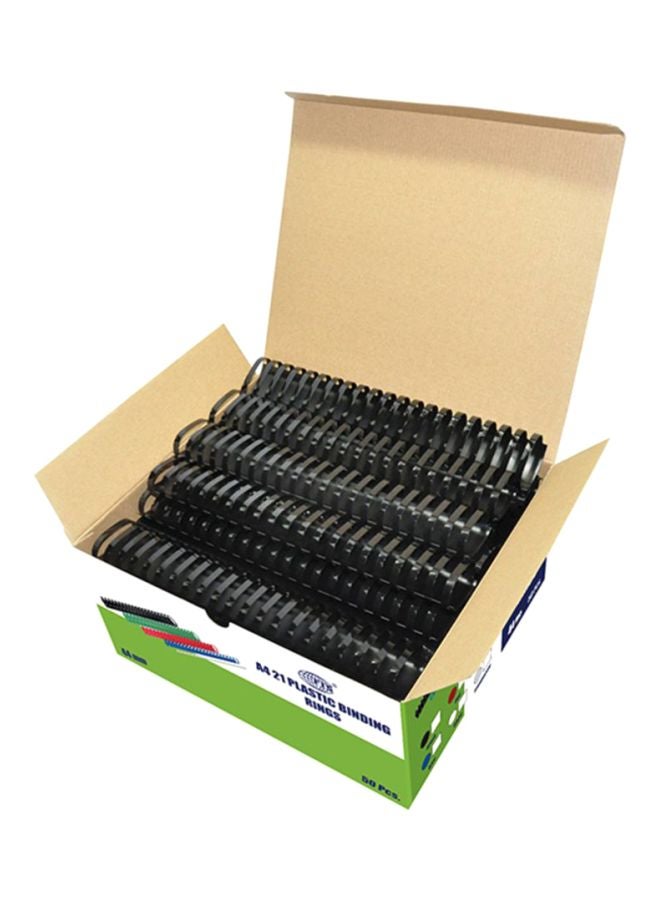 FIS 50-Piece Plastic Binding Rings Black - Image 1