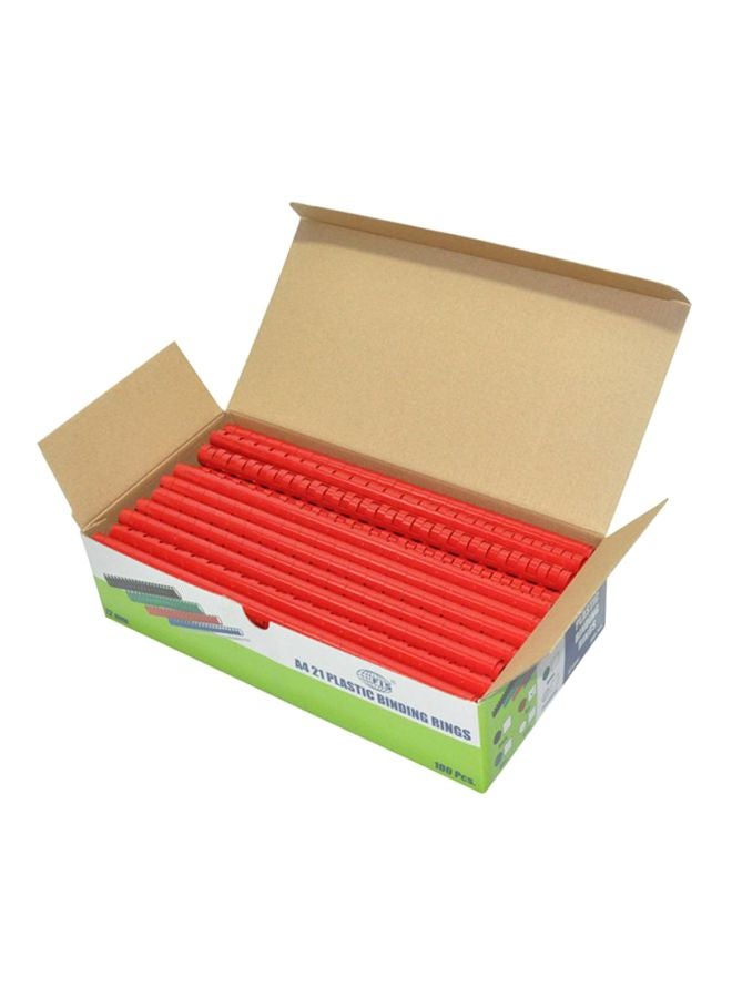 FIS 100- Piece Plastic Binding Rings Red - Image 1