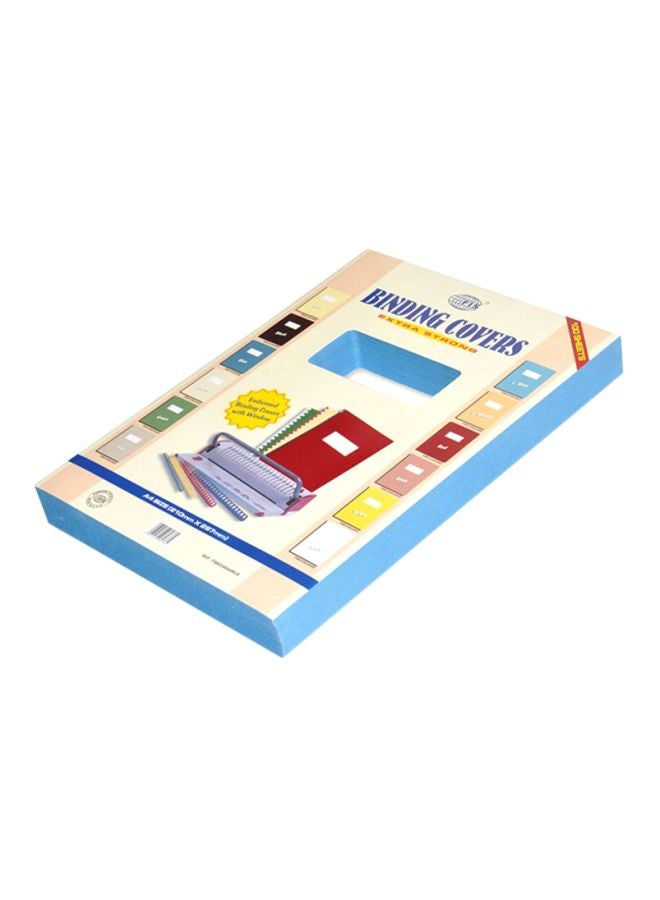 FIS 100-Sheet A4 Embossed Binding Covers With Window Blue  - Image 2