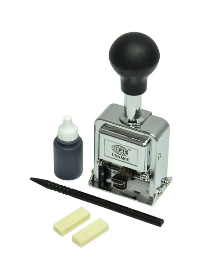 FIS 6-Digits English Numbering Stamp Silver/Black/Beige - Image 1