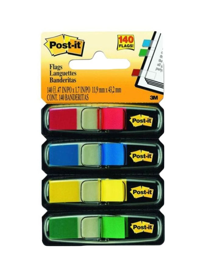 3M 140-Piece Post-It Flag Set Green/Yellow/Blue - Image 1