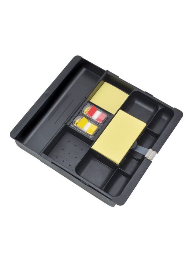 3M - Post It Desk Drawer Organizer With Stick Note Pad Black - Image 1