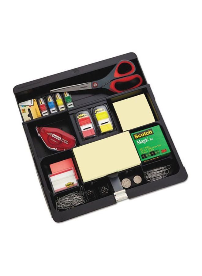 3M - Post It Desk Drawer Organizer With Stick Note Pad Black - Image 1