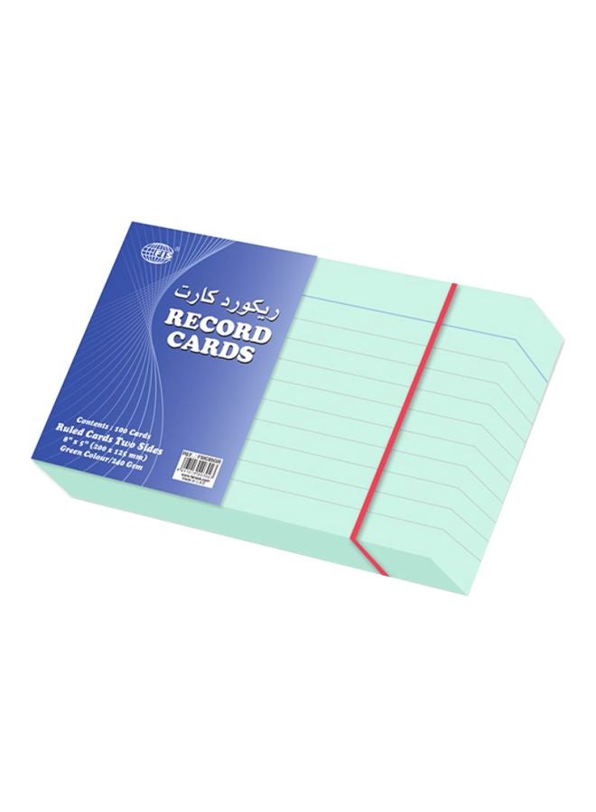 إف اي أس  بطاقات تسجيل مسطرة بوجهين من 100 قطعة أخضر - Image 1