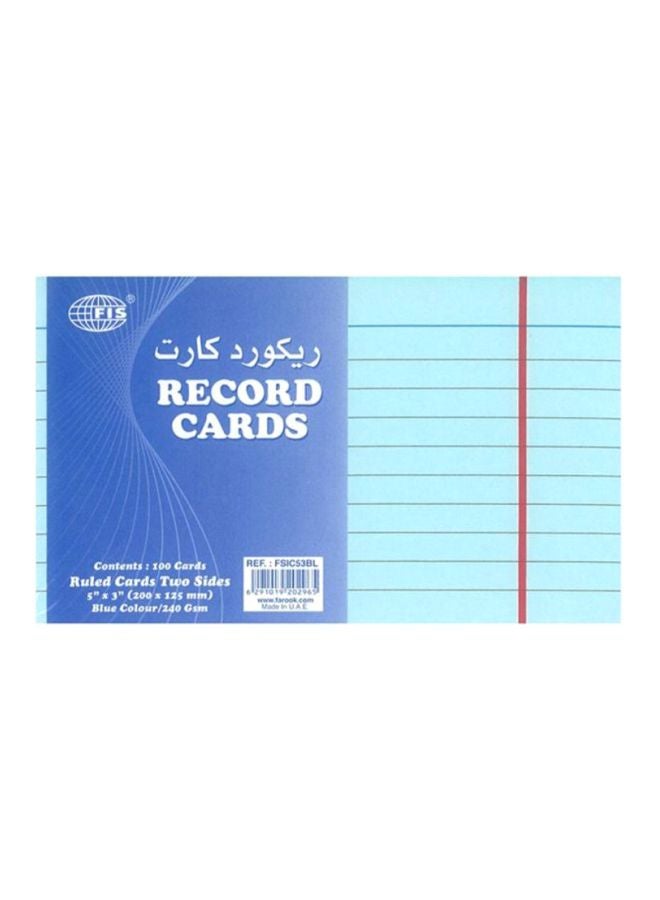 إف اي أس  100 قطعة من بطاقات فهرسة للتسجيل ومسطرة أزرق - Image 1