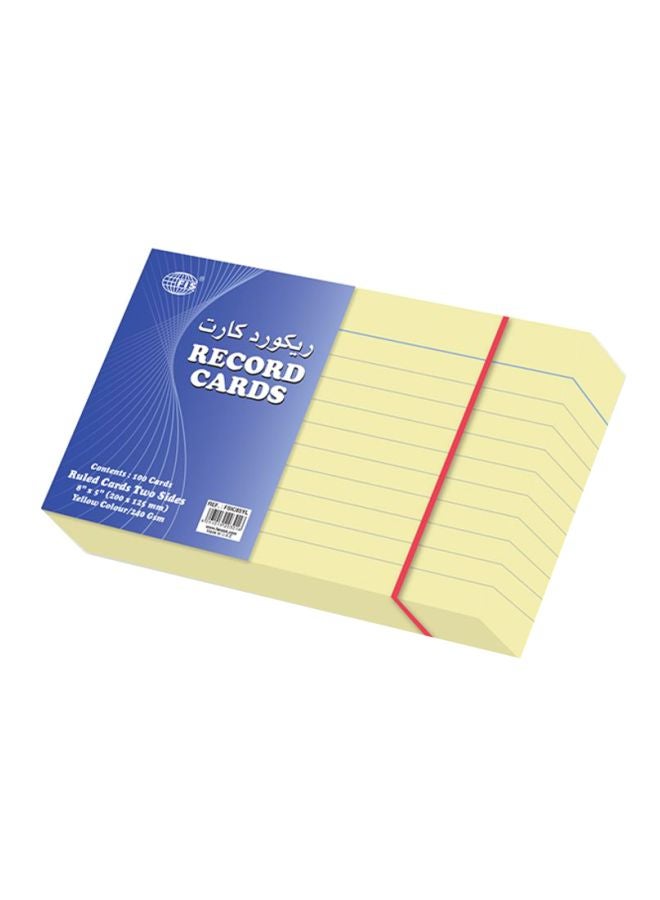FIS 100-Piece Two Sides Ruled Record Card Yellow - Image 1