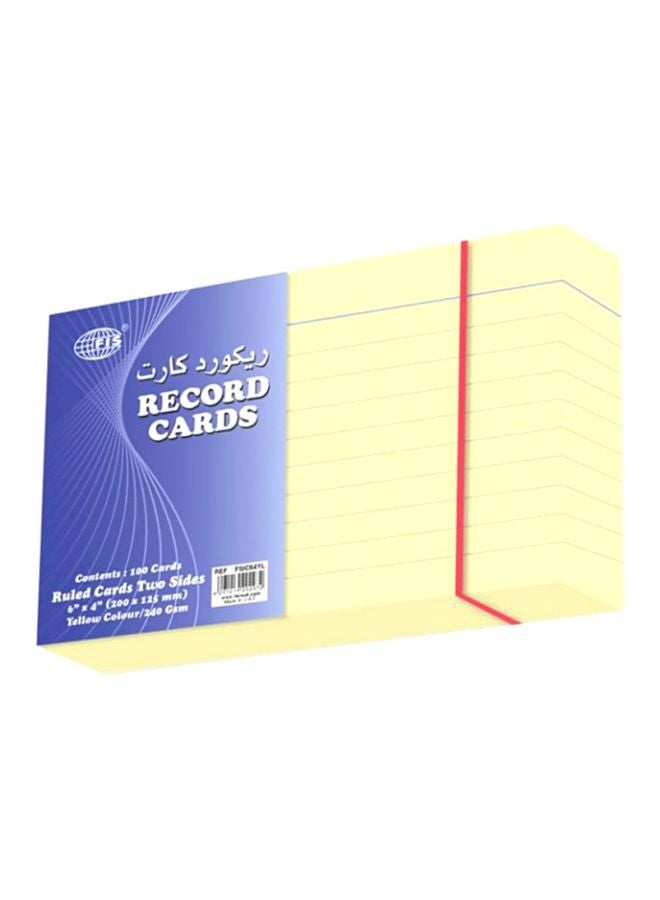 FIS 100-Piece Ruled Record Cards Yellow - Image 1