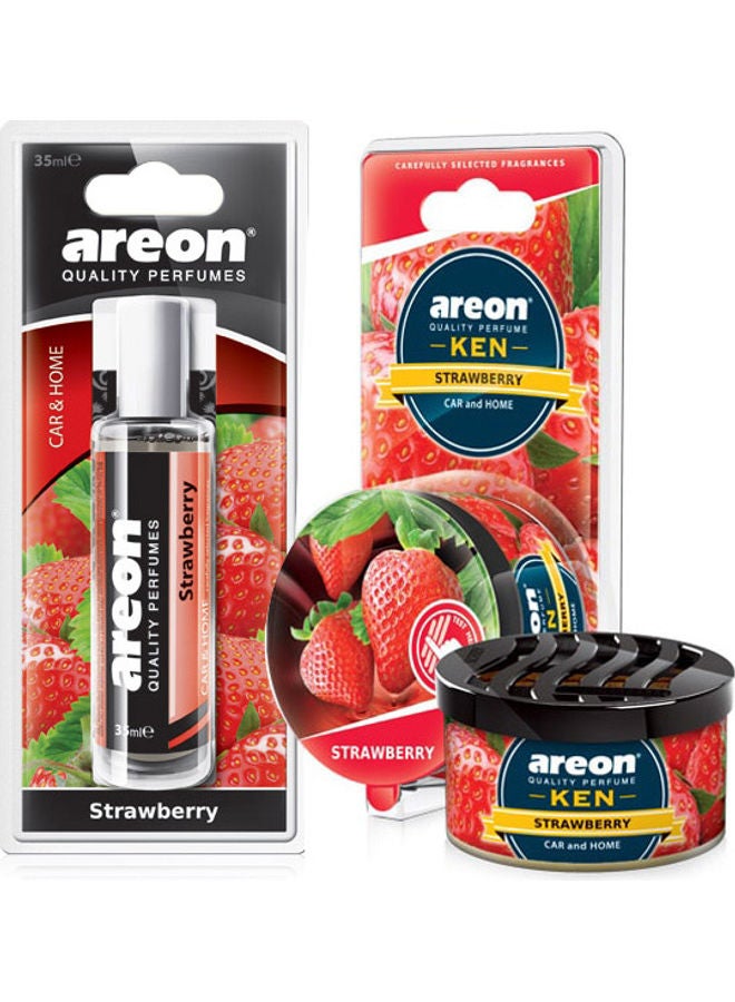 Areon 2-Piece Car Air Freshener Ken & Perfume 35 ml  - Strawberry - Image 1