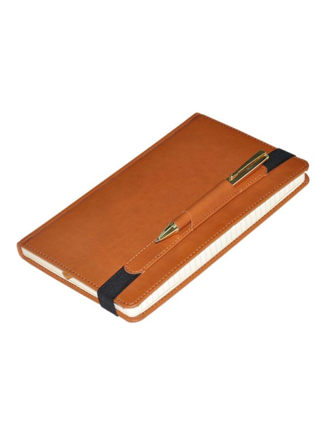 FIS 120-Sheets Executive Square Notebook With Pen Brown - Image 1