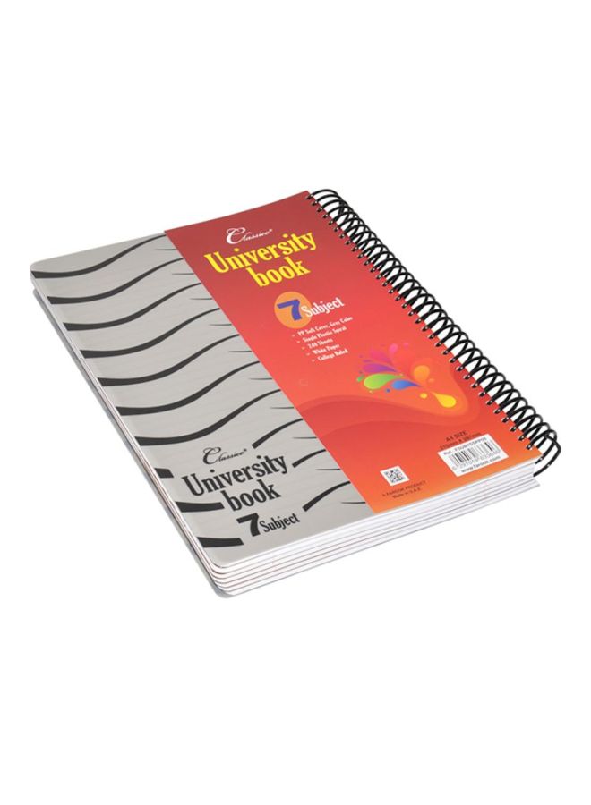 إف اي أس  دفتر كلاسيكو للجامعة مقسم إلى 7 أقسام مقاس A4 مكون من 240 ورقة رمادي/برتقالي/اسود - Image 1