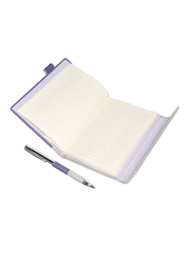 FIS 120-Sheets A5 Single Line Notebook With Magnetic Flap And Pen Grey/Purple - Image 2