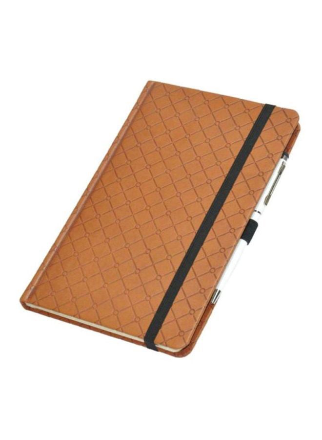 FIS Italian PU Cover Notebook With Elastic Band And Ink Pen Brown - Image 1