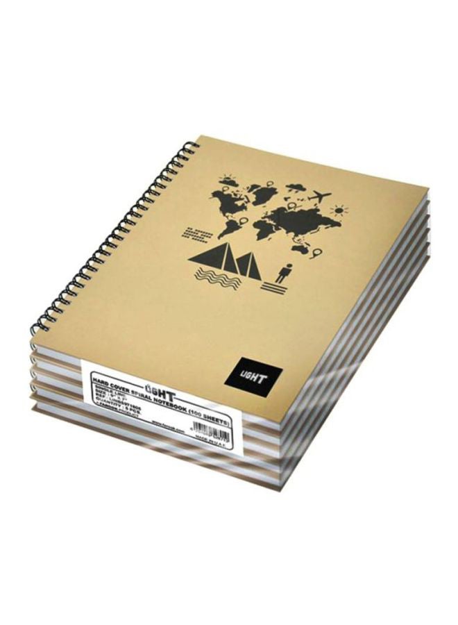 إف اي أس  مجموعة دفاتر ملاحظات خفيفة بغلاف صلب وسلك من 5 قطع بيج / أسود - Image 1