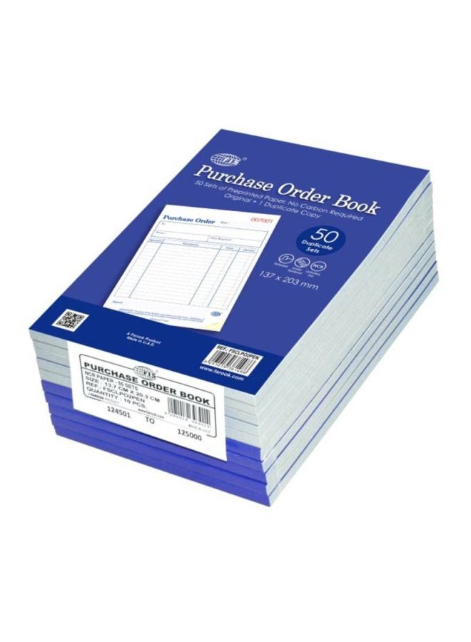 إف اي أس  مجموعة دفاتر أوامر شراء مكونة من 10 قطع أزرق/ أبيض