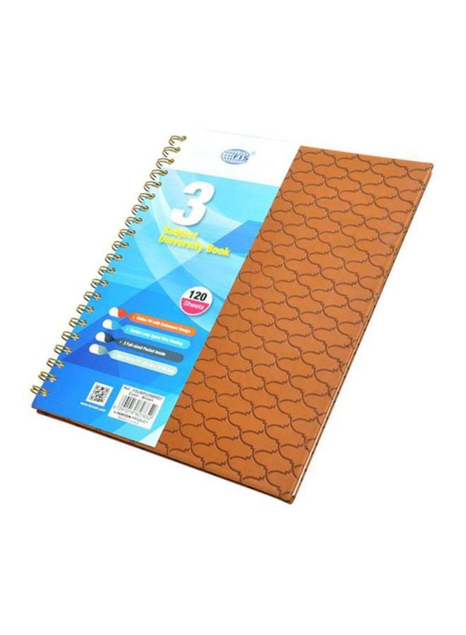 إف اي أس  دفتر جامعي لثلاث مواد بسلك بغطاء مزخرف بني/أزرق/أبيض - Image 1