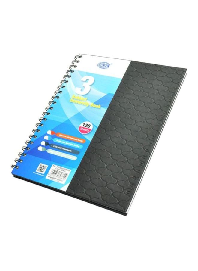 إف اي أس  دفتر جامعي لثلاث مواد بسلك بغطاء مزخرف رمادي - Image 1