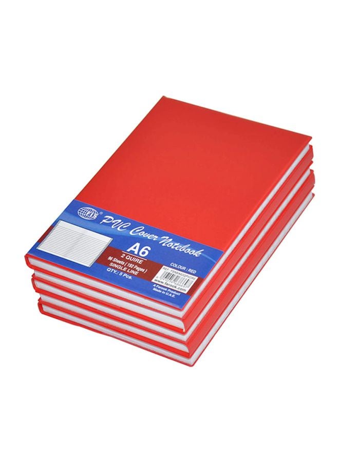 FIS 5-Piece A6 Notebooks, 96 Pages Red - Image 1
