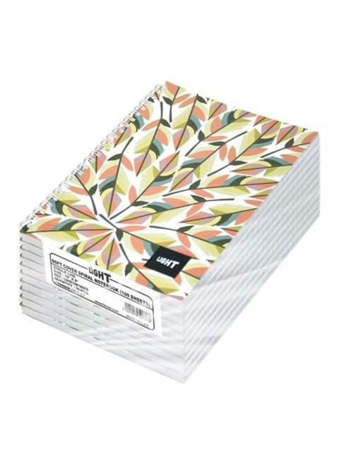 10-Piece Spiral Soft Cover Notebook Set Red/Yellow/Green