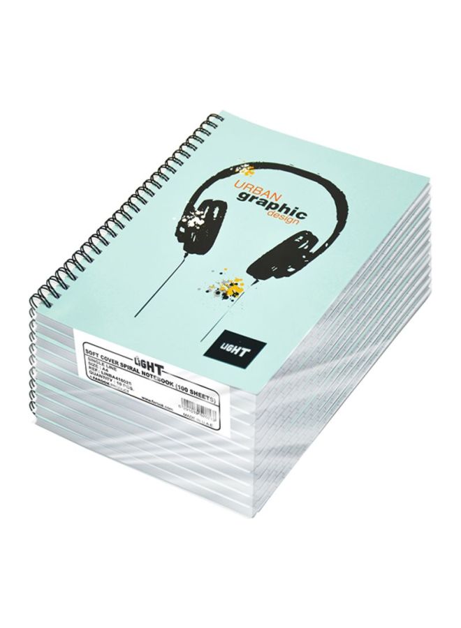 إف اي أس  طقم دفتر ملاحظات بسلك قياس A4 مع غطاء ناعم من 10 قطع أخضر/أسود/أبيض - Image 1