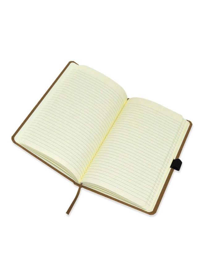 FIS Italian PU Cover Single Ruled Notebook With Elastic Band And Ink Pen Brown - Image 2