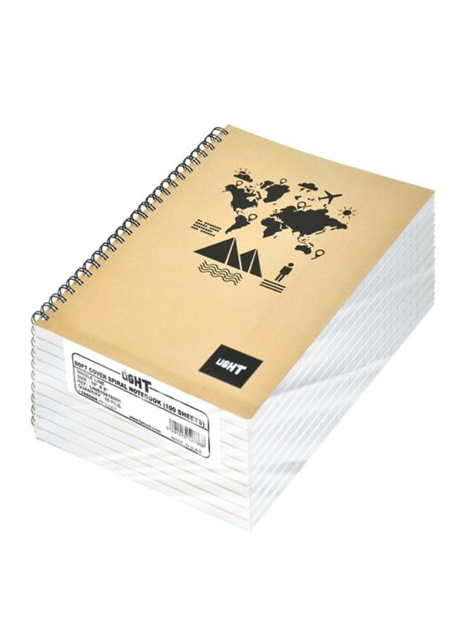 إف اي أس  طقم دفتر ملاحظات بسلك مع غطاء ناعم من 10قطع بيج/ أسود/ أبيض - Image 1