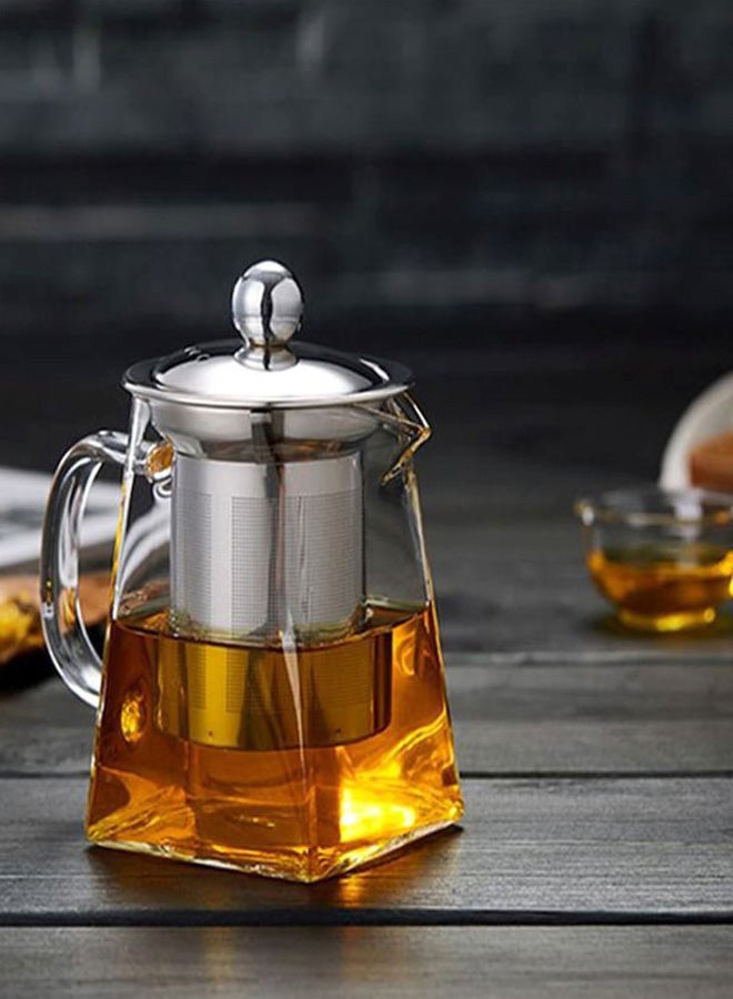 Beauenty - 2-Piece Filtration Teapot With Cup Set Clear/SIlver 13x7x7.5cm - Image 1