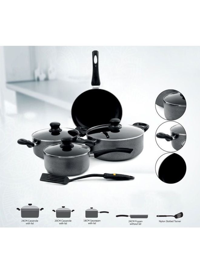رويال فورد طقم أدوات الطهي مُكون من 8-قطع أسود/شفاف Fry Pan 24, Saucepan 18, Small Casserole 20, Big Casserole 24سم - Image 4