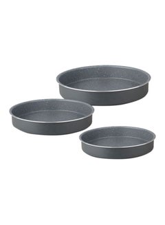 ALBERTO 3-Piece Aluminum  Round Roaster Set Grey 